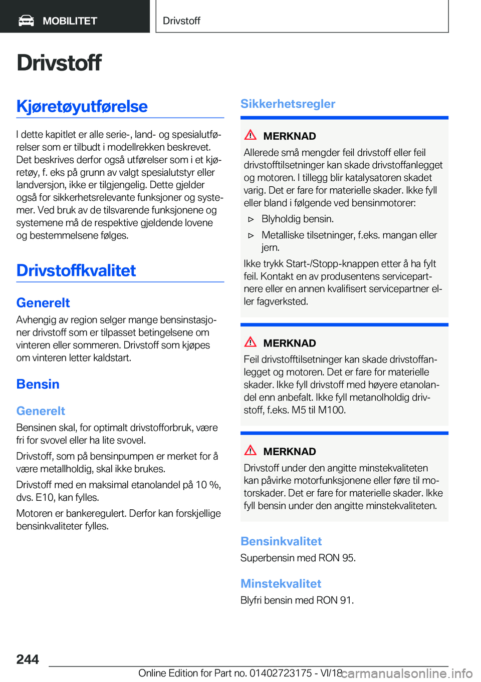 BMW 4 SERIES GRAN COUPE 2019  InstruksjonsbØker (in Norwegian) �D�r�i�v�s�t�o�f�f�K�j�