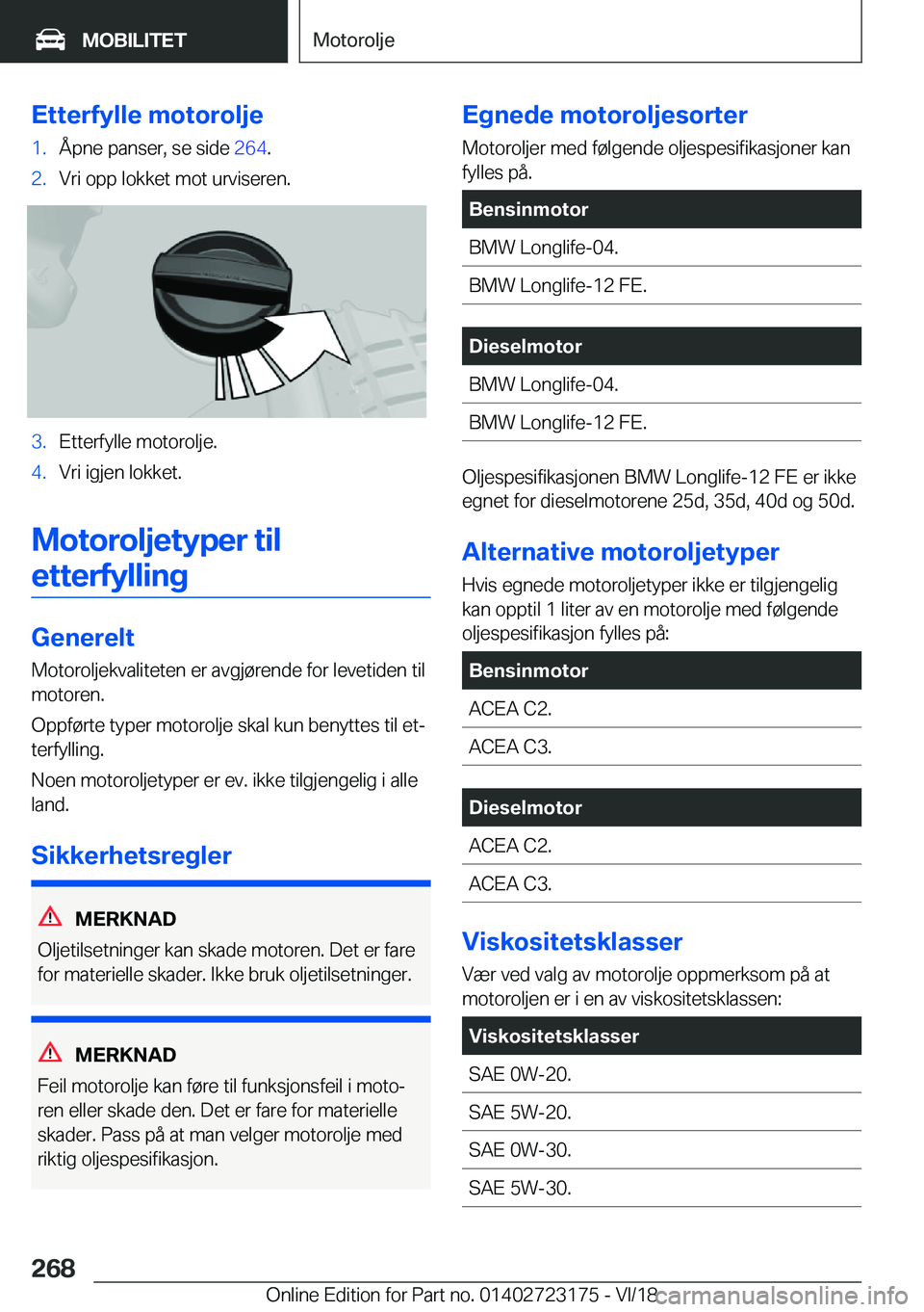 BMW 4 SERIES GRAN COUPE 2019  InstruksjonsbØker (in Norwegian) �E�t�t�e�r�f�y�l�l�e��m�o�t�o�r�o�l�j�e�1�.�