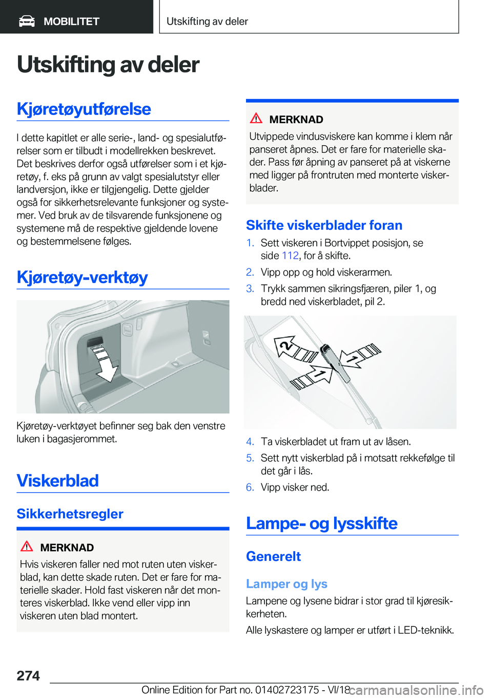 BMW 4 SERIES GRAN COUPE 2019  InstruksjonsbØker (in Norwegian) �U�t�s�k�i�f�t�i�n�g��a�v��d�e�l�e�r�K�j�