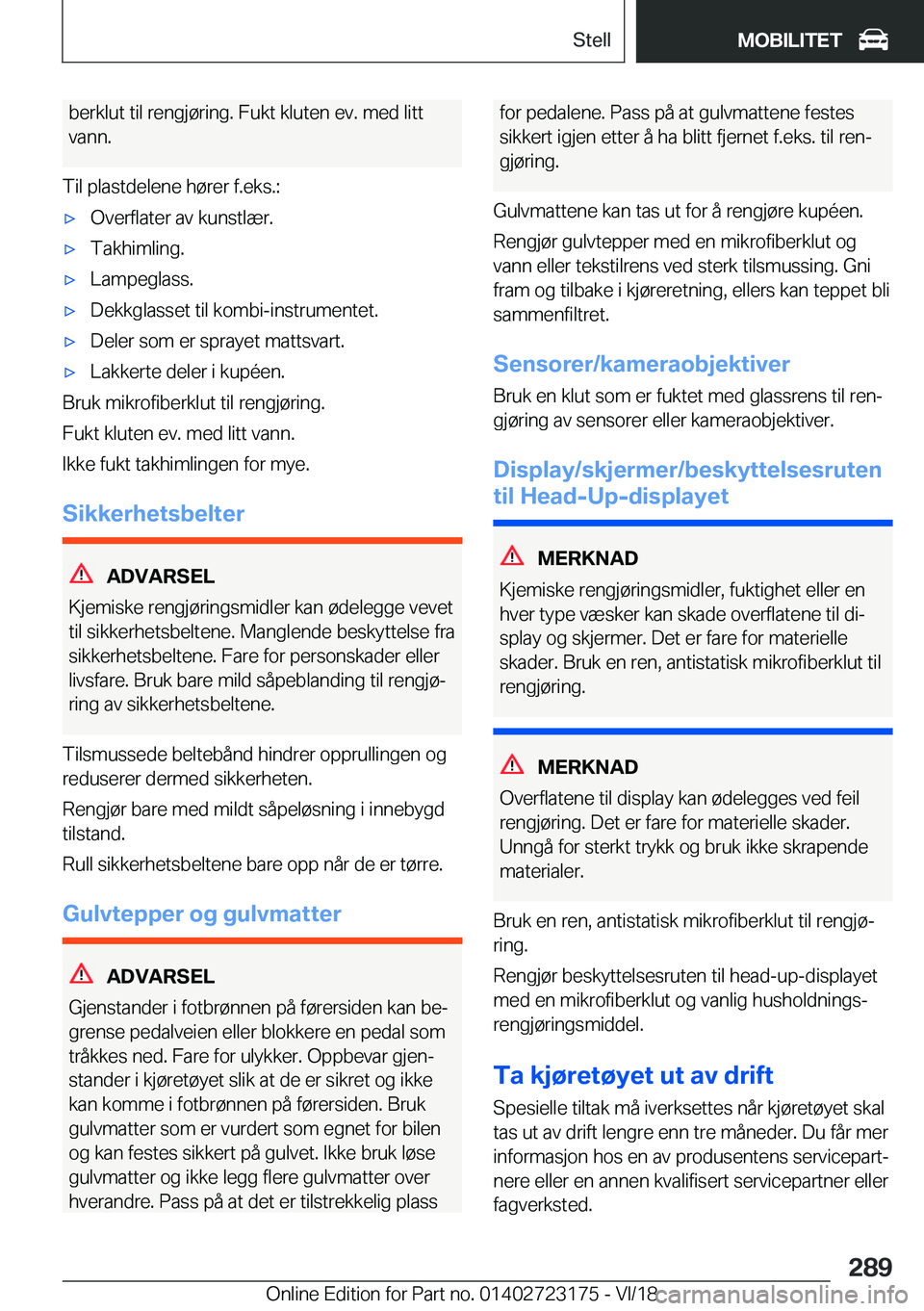BMW 4 SERIES GRAN COUPE 2019  InstruksjonsbØker (in Norwegian) �b�e�r�k�l�u�t��t�i�l��r�e�n�g�j�