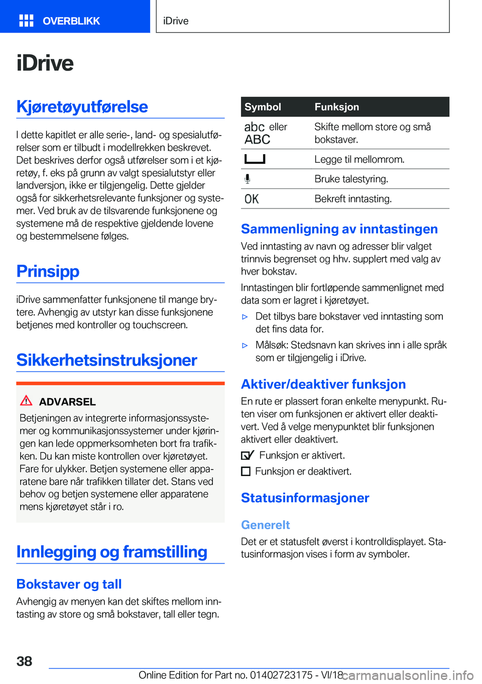BMW 4 SERIES GRAN COUPE 2019  InstruksjonsbØker (in Norwegian) �i�D�r�i�v�e�K�j�