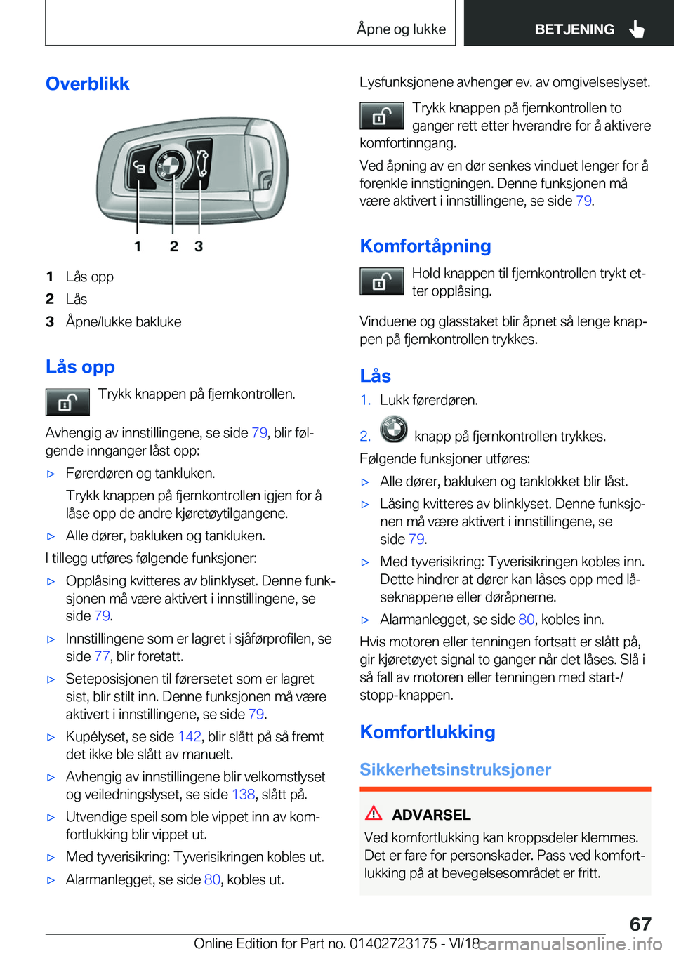 BMW 4 SERIES GRAN COUPE 2019  InstruksjonsbØker (in Norwegian) �O�v�e�r�b�l�i�k�k�1�L�å�s��o�p�p�2�L�å�s�3�