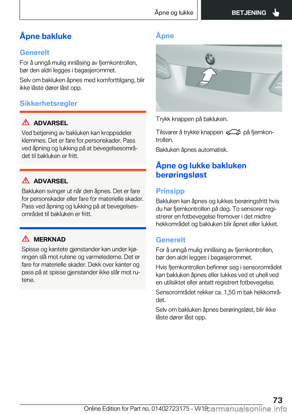 BMW 4 SERIES GRAN COUPE 2019  InstruksjonsbØker (in Norwegian) �