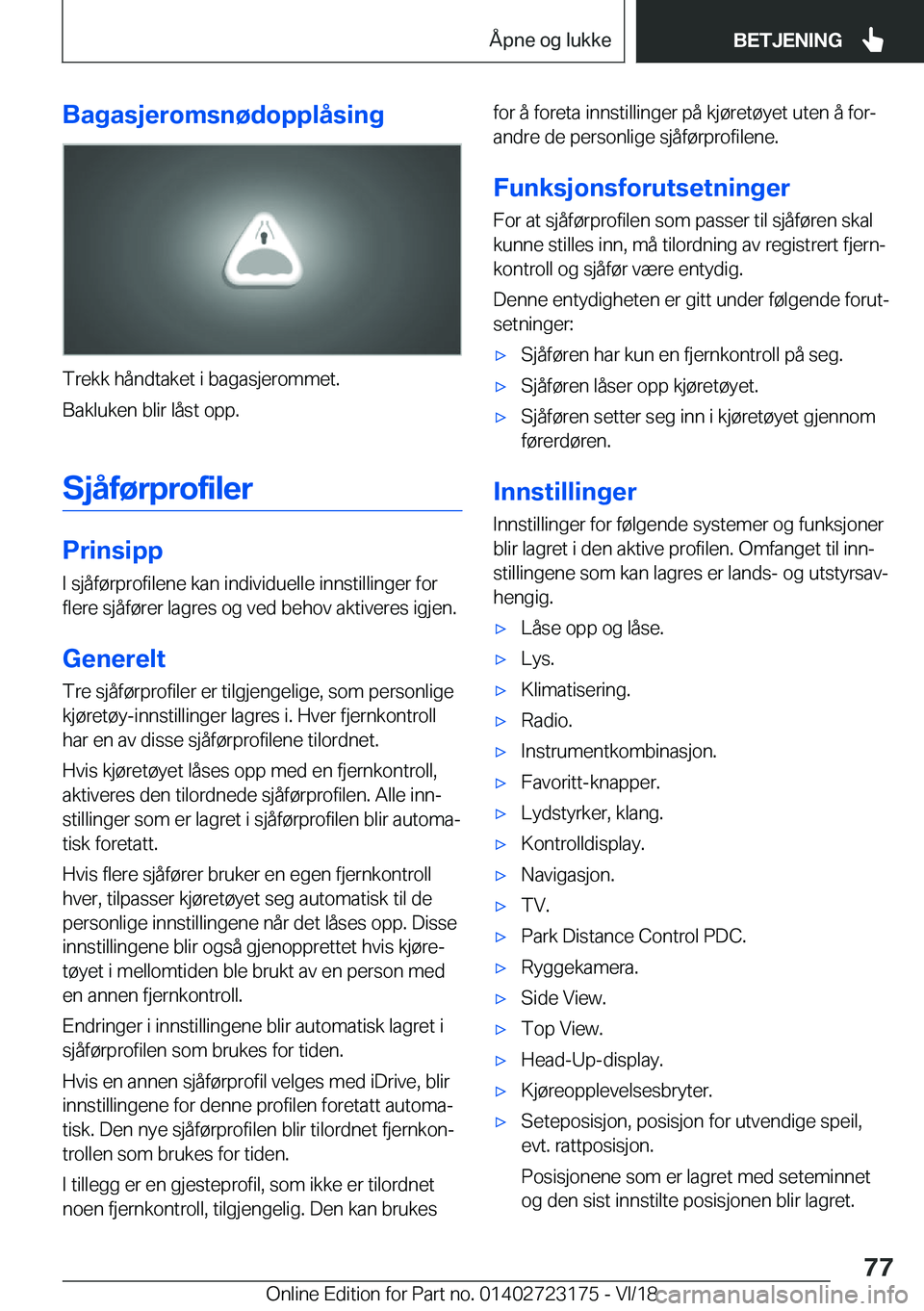 BMW 4 SERIES GRAN COUPE 2019  InstruksjonsbØker (in Norwegian) �B�a�g�a�s�j�e�r�o�m�s�n�