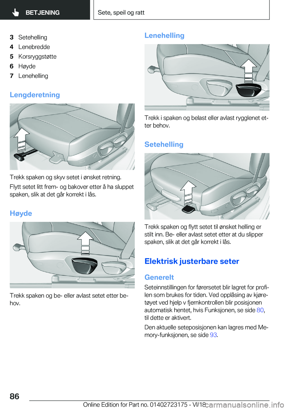 BMW 4 SERIES GRAN COUPE 2019  InstruksjonsbØker (in Norwegian) �3�S�e�t�e�h�e�l�l�i�n�g�4�L�e�n�e�b�r�e�d�d�e�5�K�o�r�s�r�y�g�g�s�t�