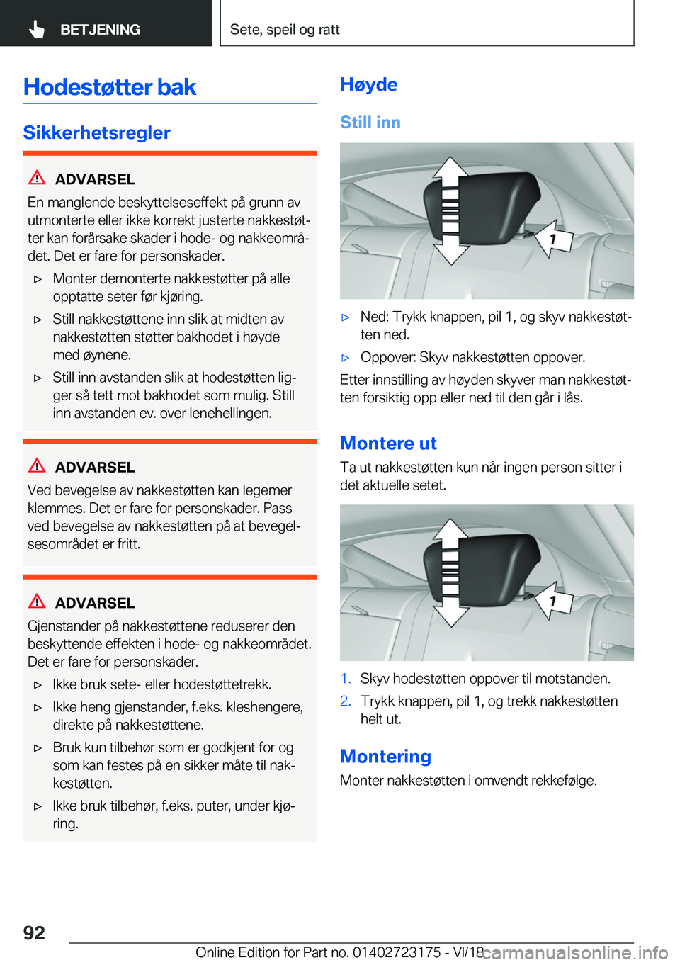 BMW 4 SERIES GRAN COUPE 2019  InstruksjonsbØker (in Norwegian) �H�o�d�e�s�t�