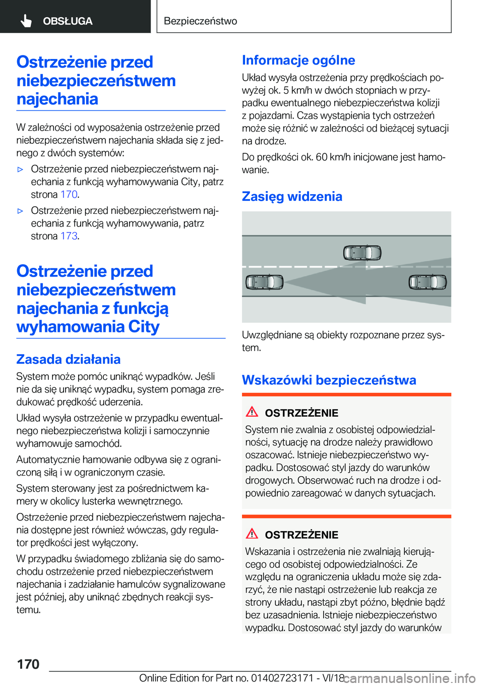 BMW 4 SERIES GRAN COUPE 2019  Instrukcja obsługi (in Polish) �O�s�t�r�z�e9�e�n�i�e��p�r�z�e�d�n�i�e�b�e�z�p�i�e�c�z�e�