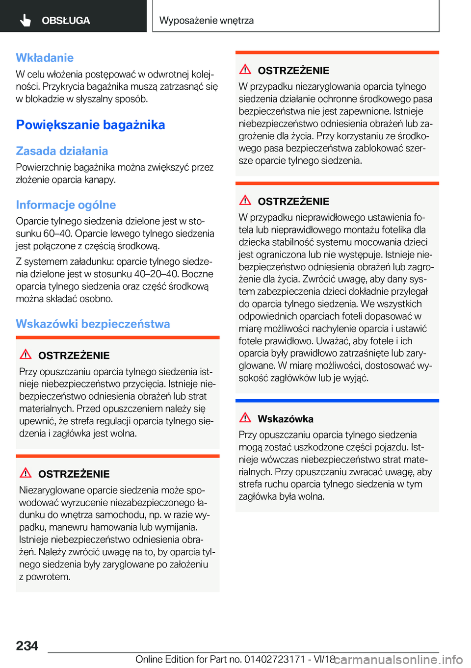 BMW 4 SERIES GRAN COUPE 2019  Instrukcja obsługi (in Polish) �W�k�ł�a�d�a�n�i�e�W��c�e�l�u��w�ł�o9�e�n�i�a��p�o�s�t�
