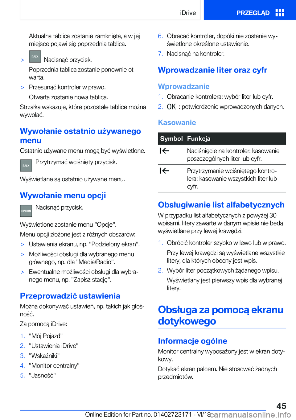 BMW 4 SERIES GRAN COUPE 2019  Instrukcja obsługi (in Polish) �A�k�t�u�a�l�n�a��t�a�b�l�i�c�a��z�o�s�t�a�n�i�e��z�a�m�k�n�i�