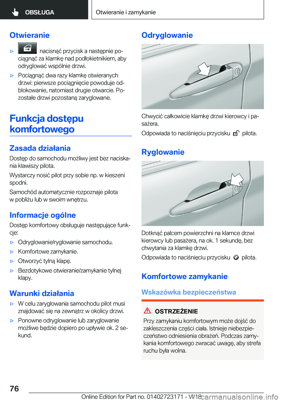 BMW 4 SERIES GRAN COUPE 2019  Instrukcja obsługi (in Polish) �O�t�w�i�e�r�a�n�i�e'x���n�a�c�i�s�n�