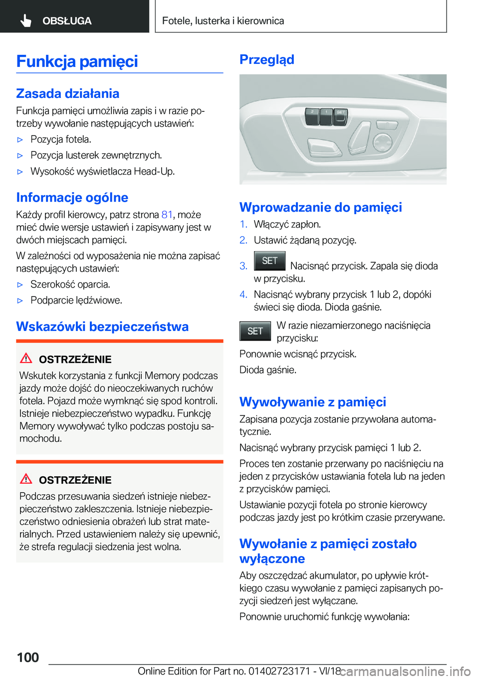 BMW 4 SERIES GRAN COUPE 2019  Instrukcja obsługi (in Polish) �F�u�n�k�c�j�a��p�a�m�i�