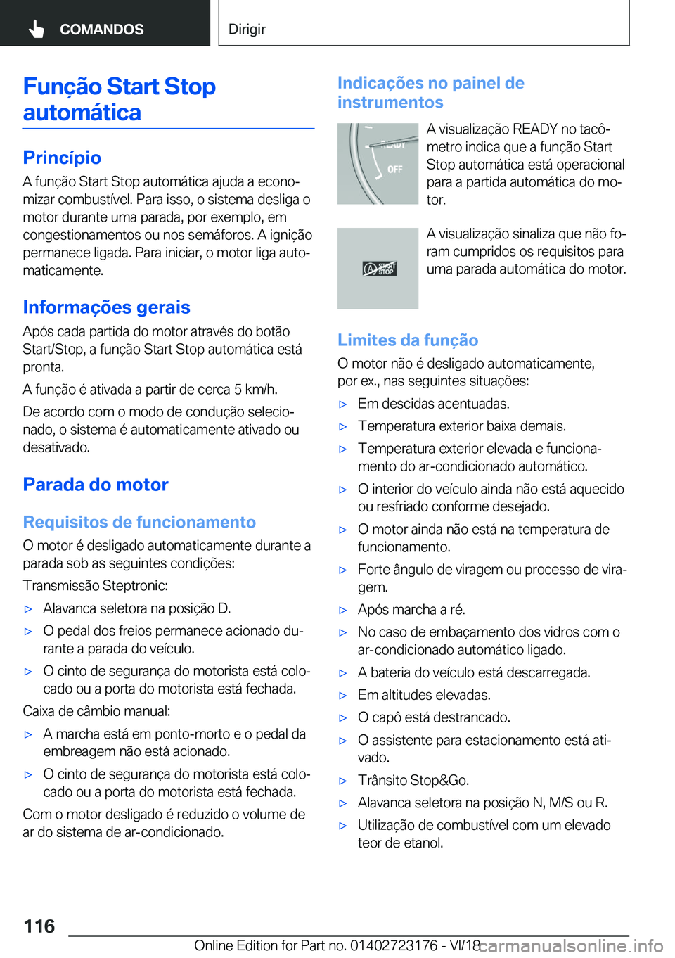 BMW 4 SERIES GRAN COUPE 2019  Manual do condutor (in Portuguese) �F�u�n�