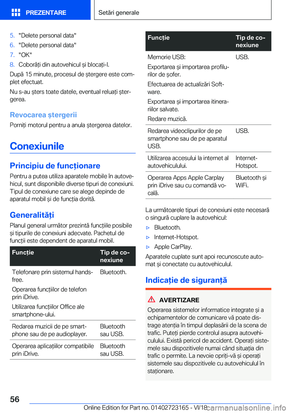 BMW 4 SERIES GRAN COUPE 2019  Ghiduri De Utilizare (in Romanian) �5�.��D�e�l�e�t�e��p�e�r�s�o�n�a�l��d�a�t�a��6�.��D�e�l�e�t�e��p�e�r�s�o�n�a�l��d�a�t�a��7�.��O�K��8�.�C�o�b�o�r�