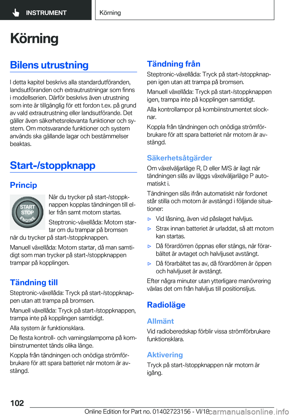 BMW 4 SERIES GRAN COUPE 2019  InstruktionsbÖcker (in Swedish) �K�