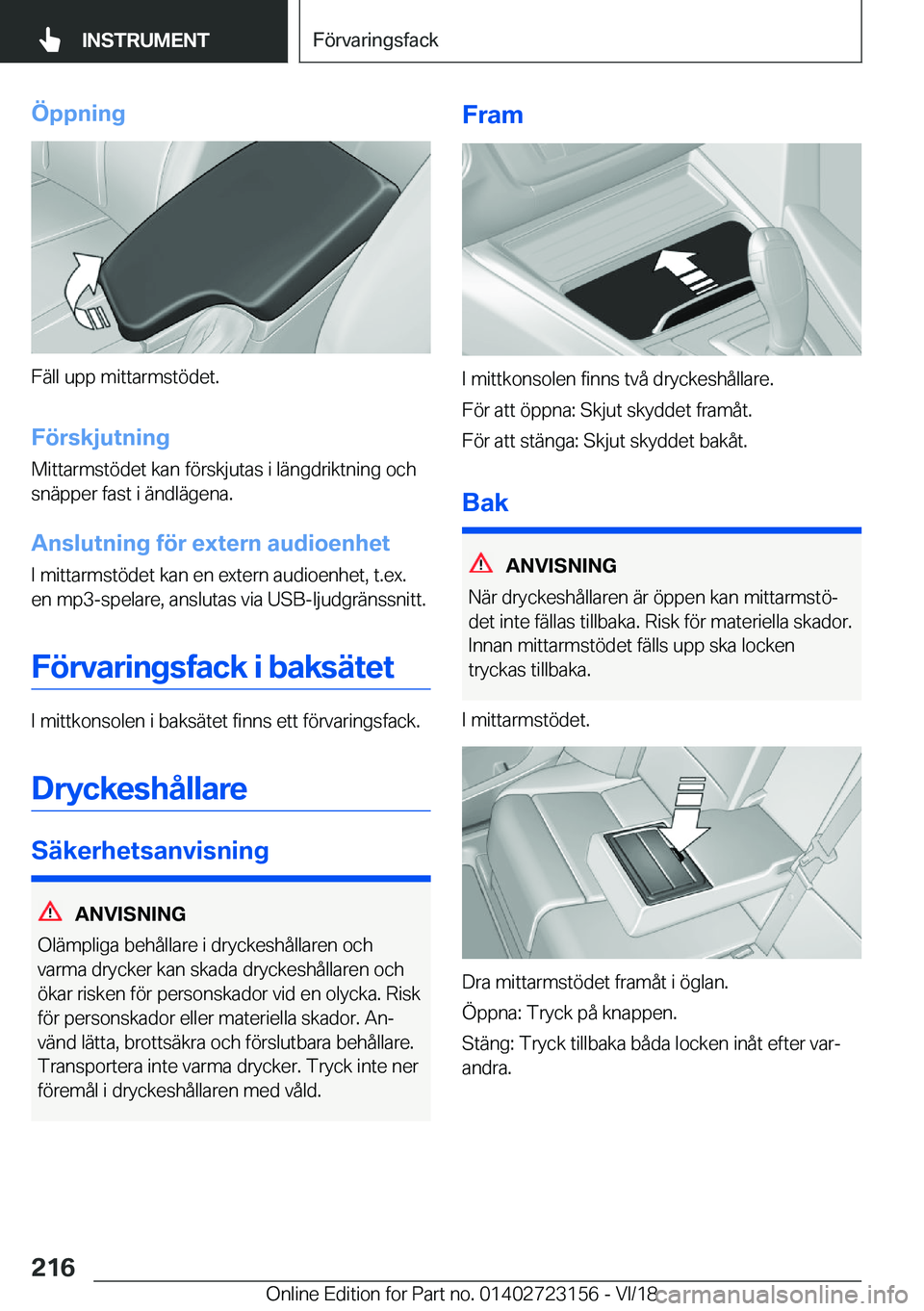 BMW 4 SERIES GRAN COUPE 2019  InstruktionsbÖcker (in Swedish) �