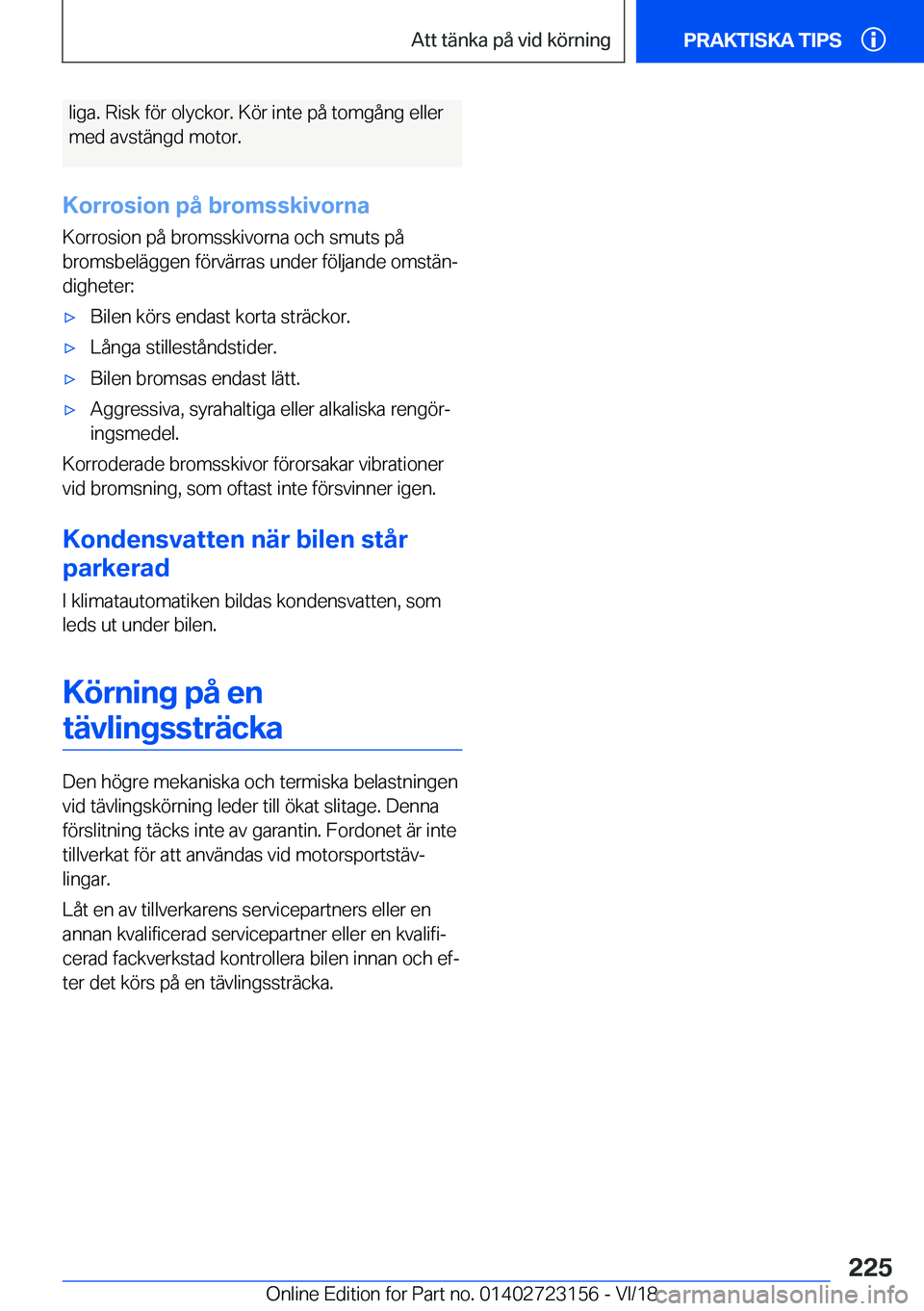 BMW 4 SERIES GRAN COUPE 2019  InstruktionsbÖcker (in Swedish) �l�i�g�a�.��R�i�s�k��f�