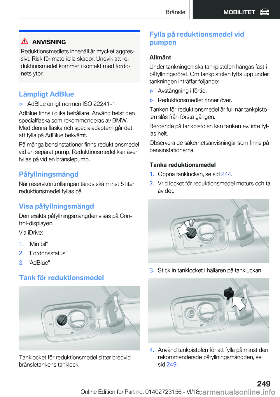BMW 4 SERIES GRAN COUPE 2019  InstruktionsbÖcker (in Swedish) �A�N�V�I�S�N�I�N�G
�R�e�d�u�k�t�i�o�n�s�m�e�d�l�e�t�s��i�n�n�e�h�å�l�l��ä�r��m�y�c�k�e�t��a�g�g�r�e�sj �s�i�v�t�.��R�i�s�k��f�