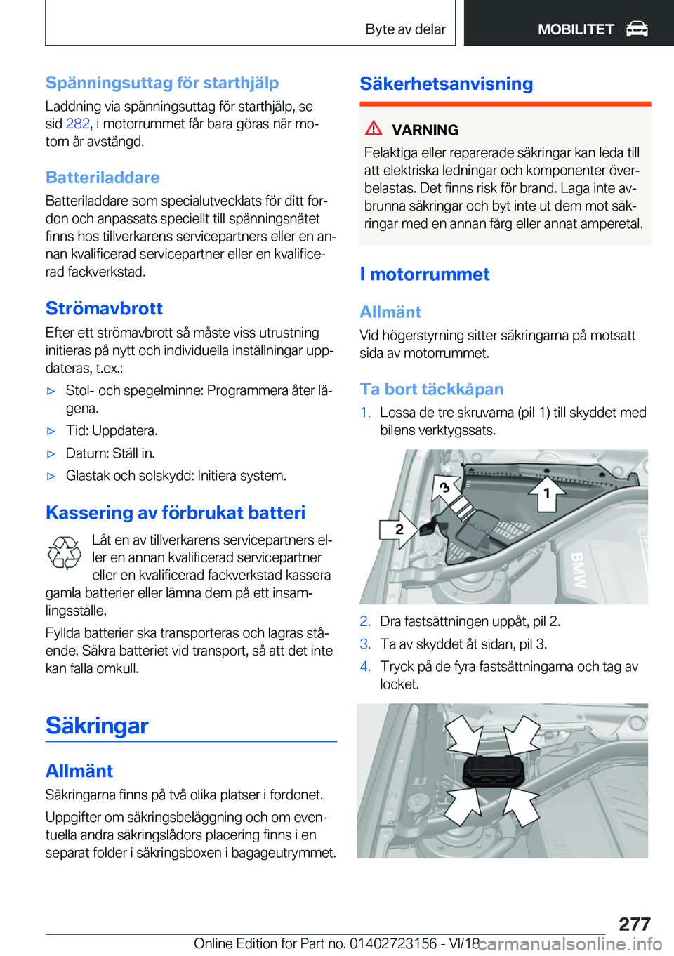 BMW 4 SERIES GRAN COUPE 2019  InstruktionsbÖcker (in Swedish) �S�p�ä�n�n�i�n�g�s�u�t�t�a�g��f�