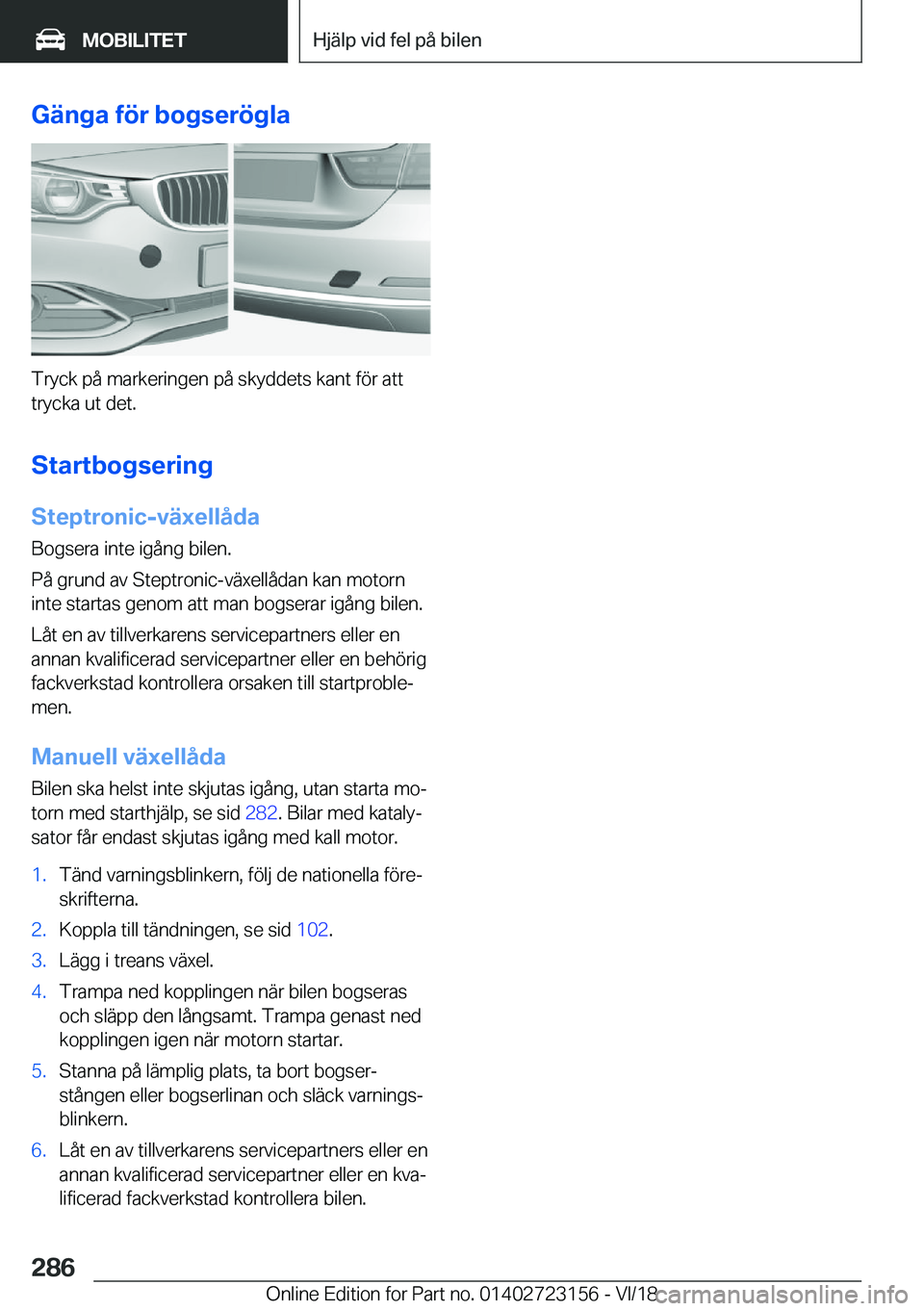 BMW 4 SERIES GRAN COUPE 2019  InstruktionsbÖcker (in Swedish) �G�ä�n�g�a��f�