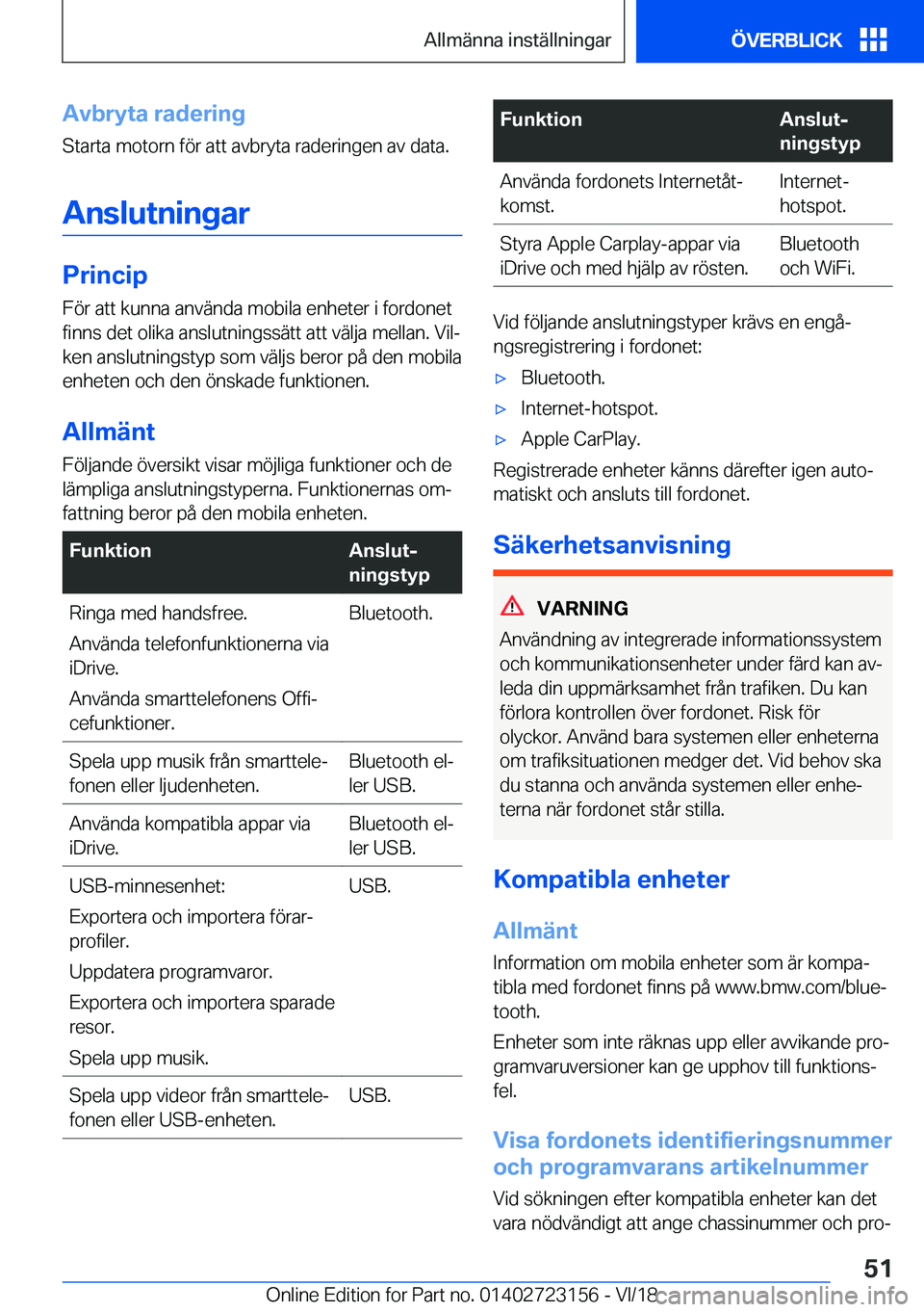BMW 4 SERIES GRAN COUPE 2019  InstruktionsbÖcker (in Swedish) �A�v�b�r�y�t�a��r�a�d�e�r�i�n�g
�S�t�a�r�t�a��m�o�t�o�r�n��f�