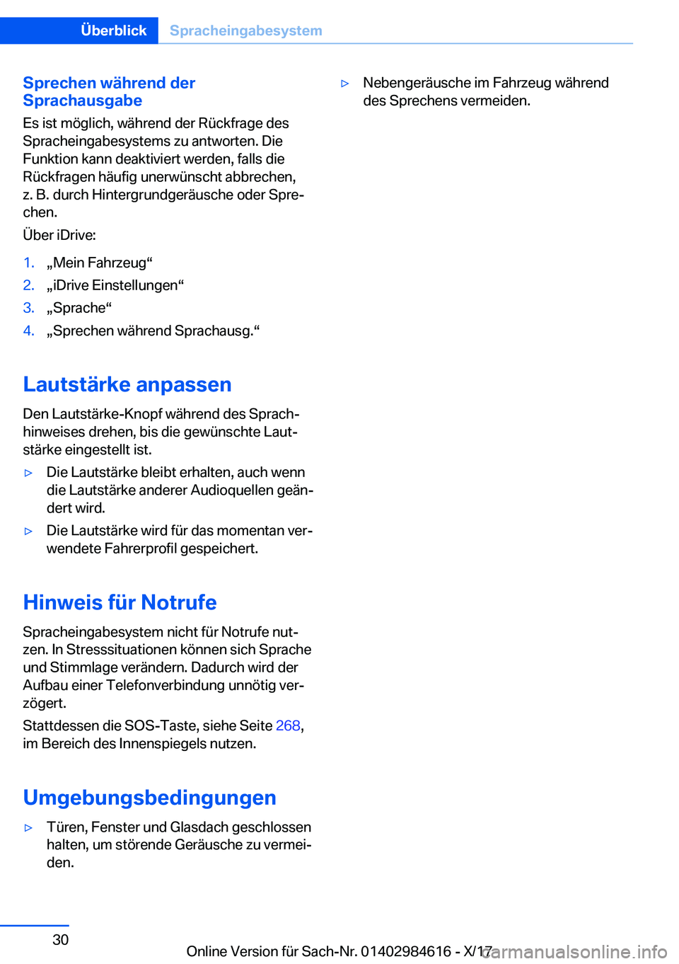 BMW 4 SERIES GRAN COUPE 2018  Betriebsanleitungen (in German) �S�p�r�e�c�h�e�n��w�