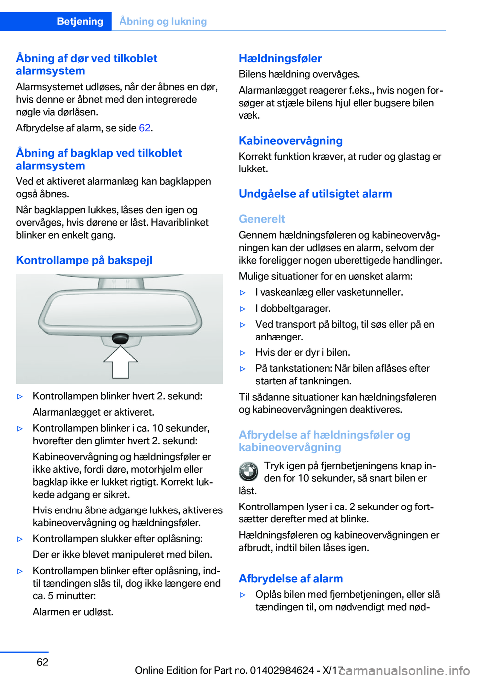 BMW 4 SERIES GRAN COUPE 2018  InstruktionsbØger (in Danish) �Å�b�n�i�n�g��a�f��d�