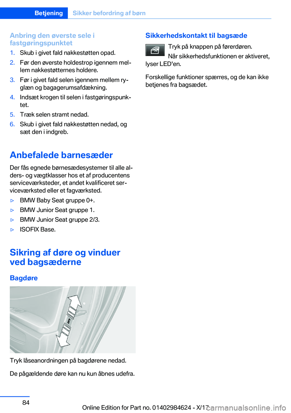 BMW 4 SERIES GRAN COUPE 2018  InstruktionsbØger (in Danish) �A�n�b�r�i�n�g��d�e�n��