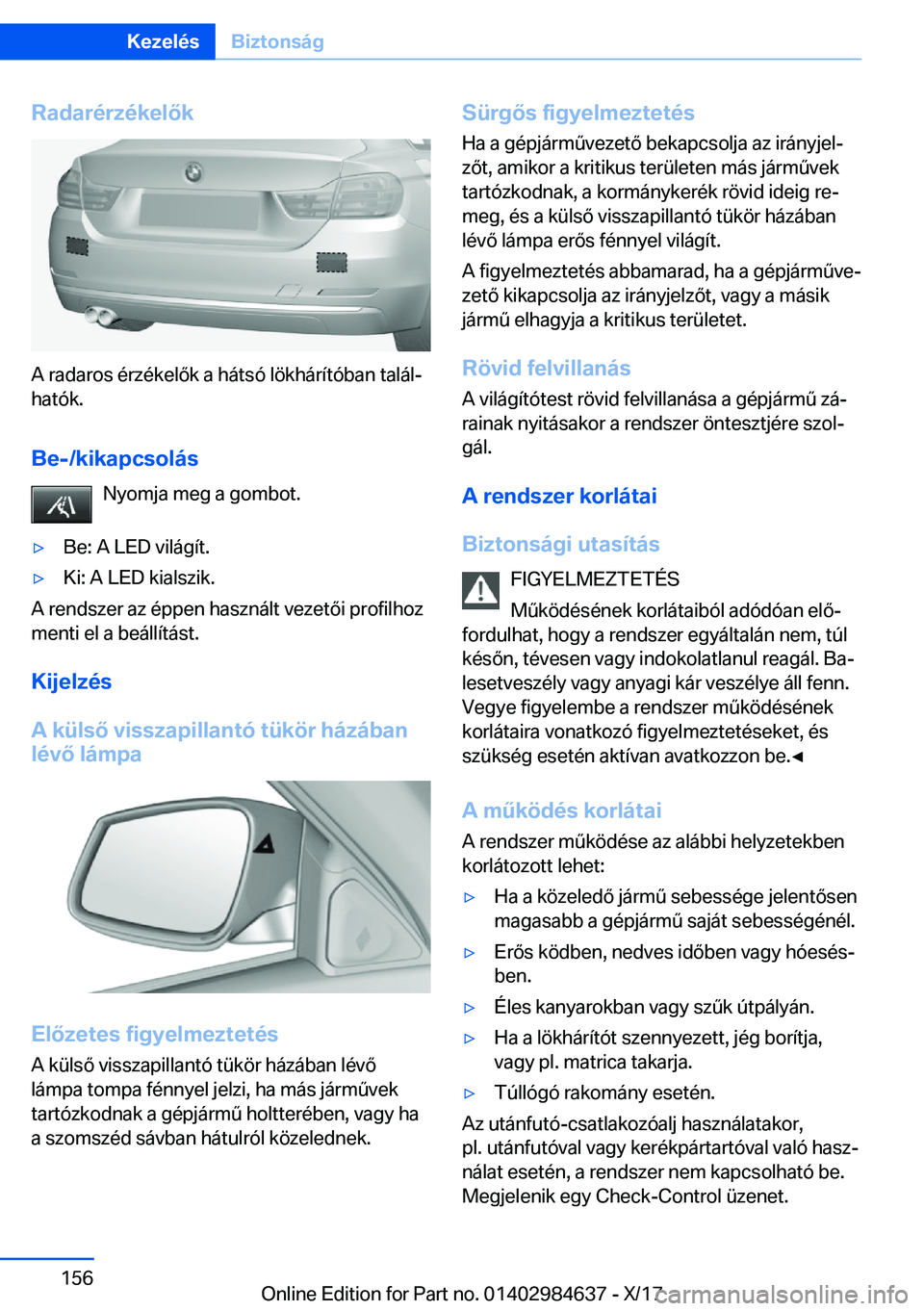 BMW 4 SERIES GRAN COUPE 2018  Kezelési útmutató (in Hungarian) �R�a�d�a�r�