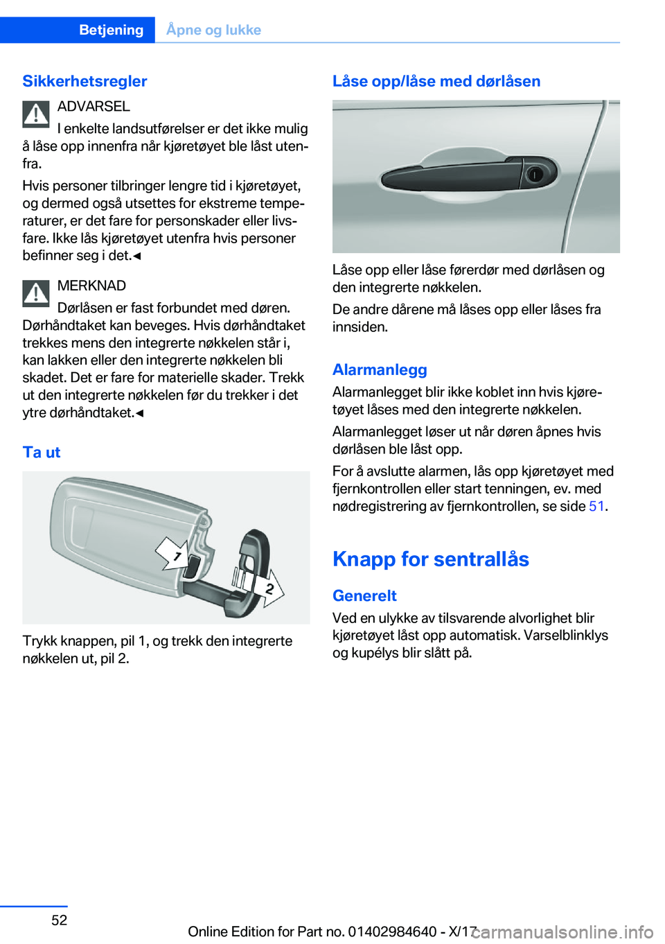 BMW 4 SERIES GRAN COUPE 2018  InstruksjonsbØker (in Norwegian) �S�i�k�k�e�r�h�e�t�s�r�e�g�l�e�r�A�D�V�A�R�S�E�L
�I� �e�n�k�e�l�t�e� �l�a�n�d�s�u�t�f�