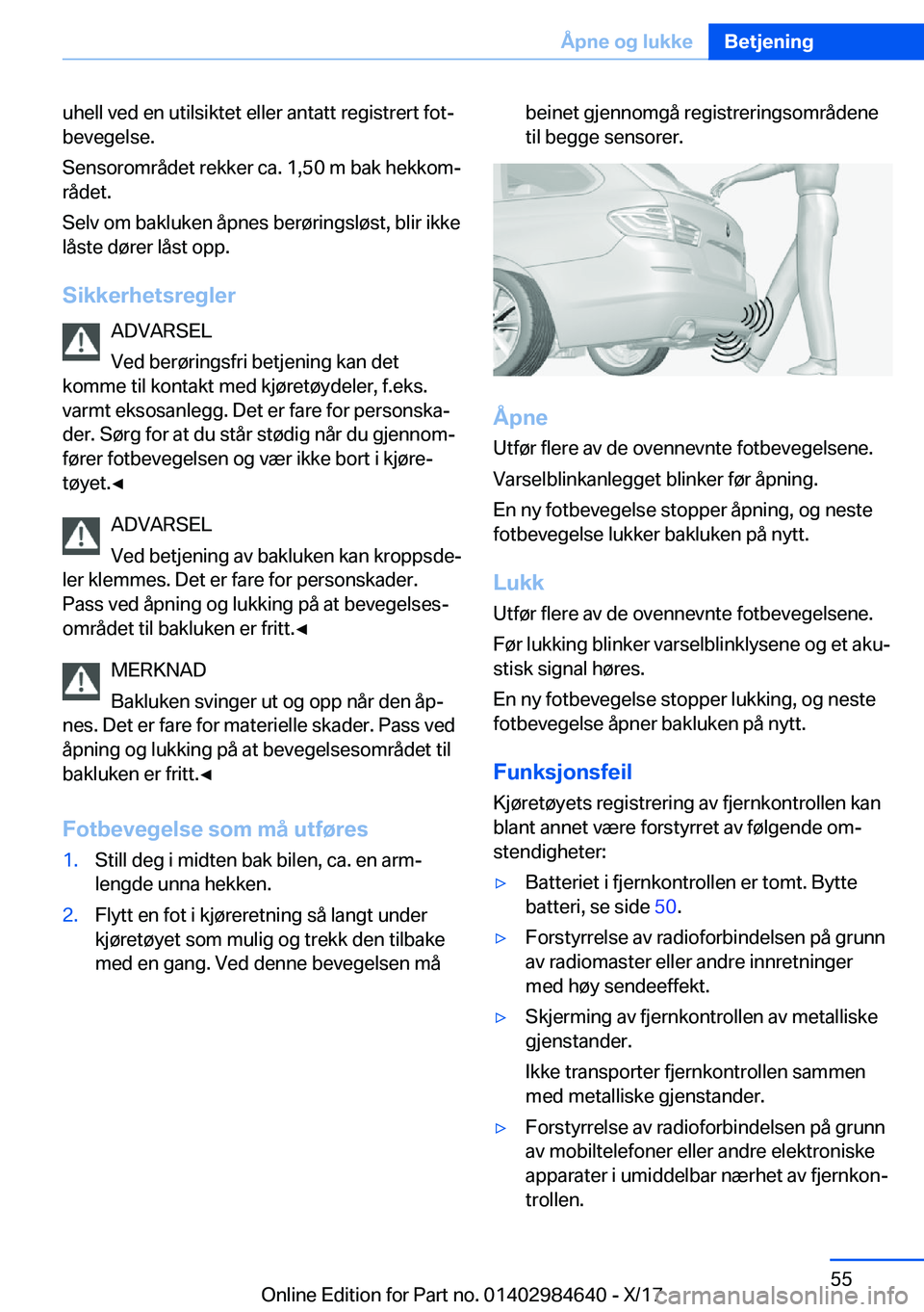 BMW 4 SERIES GRAN COUPE 2018  InstruksjonsbØker (in Norwegian) �u�h�e�l�l� �v�e�d� �e�n� �u�t�i�l�s�i�k�t�e�t� �e�l�l�e�r� �a�n�t�a�t�t� �r�e�g�i�s�t�r�e�r�t� �f�o�tj
�b�e�v�e�g�e�l�s�e�.
�S�e�n�s�o�r�o�m�r�å�d�e�t� �r�e�k�k�e�r� �c�a�.� �1�,�5�0� �m� �b�a�k� �