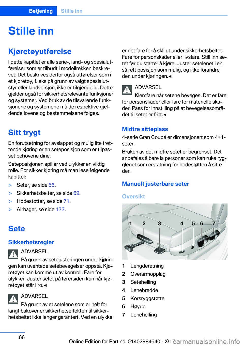 BMW 4 SERIES GRAN COUPE 2018  InstruksjonsbØker (in Norwegian) �S�t�i�l�l�e��i�n�n�K�j�