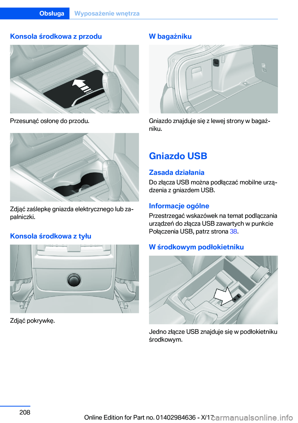 BMW 4 SERIES GRAN COUPE 2018  Instrukcja obsługi (in Polish) �K�o�n�s�o�l�a��r�o�d�k�o�w�a��z��p�r�z�o�d�u
�P�r�z�e�s�u�n�