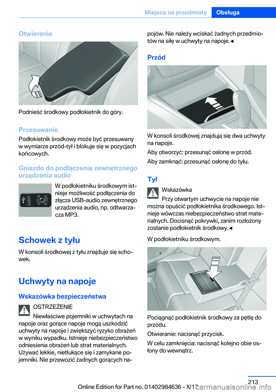 BMW 4 SERIES GRAN COUPE 2018  Instrukcja obsługi (in Polish) �O�t�w�i�e�r�a�n�i�e
�P�o�d�n�i�e �