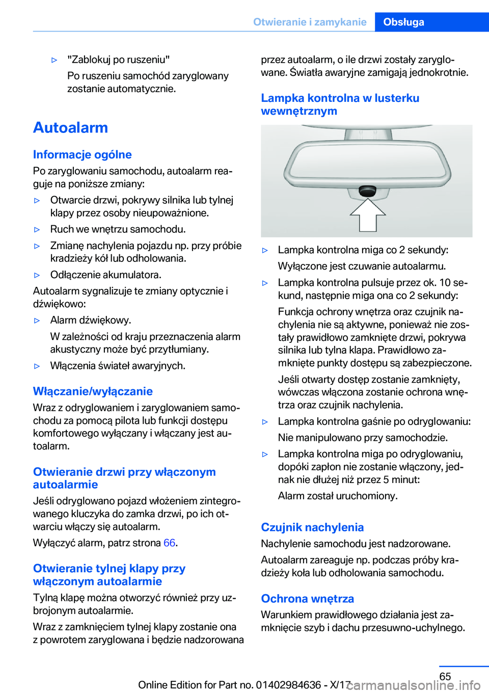 BMW 4 SERIES GRAN COUPE 2018  Instrukcja obsługi (in Polish) 'y�"�Z�a�b�l�o�k�u�j� �p�o� �r�u�s�z�e�n�i�u�"
�P�o� �r�u�s�z�e�n�i�u� �s�a�m�o�c�h�