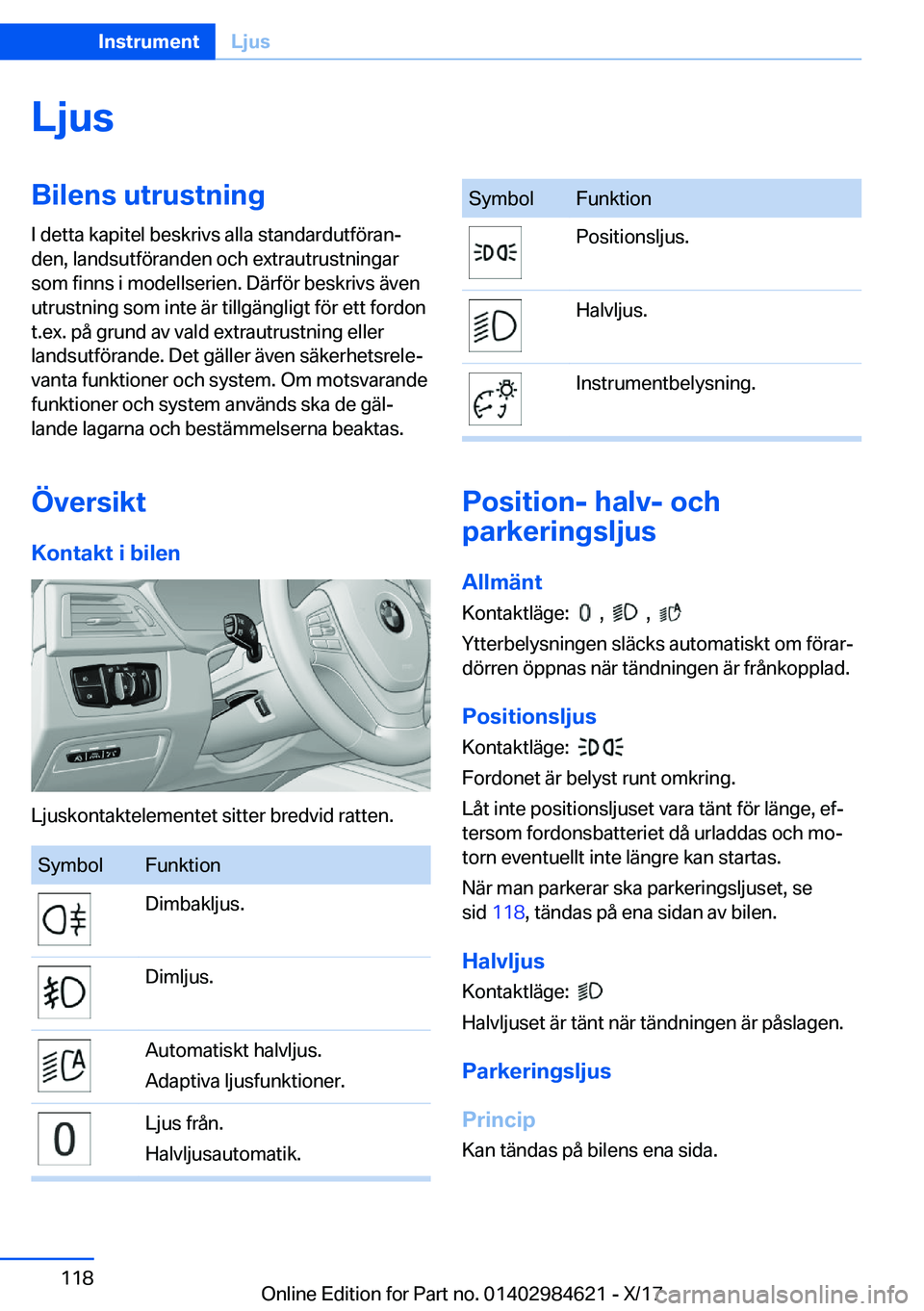 BMW 4 SERIES GRAN COUPE 2018  InstruktionsbÖcker (in Swedish) �L�j�u�s�B�i�l�e�n�s��u�t�r�u�s�t�n�i�n�g�I� �d�e�t�t�a� �k�a�p�i�t�e�l� �b�e�s�k�r�i�v�s� �a�l�l�a� �s�t�a�n�d�a�r�d�u�t�f�