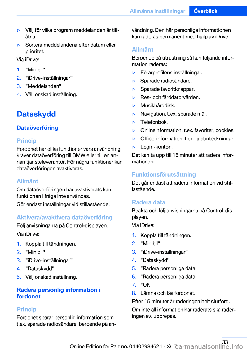 BMW 4 SERIES GRAN COUPE 2018  InstruktionsbÖcker (in Swedish) y�V�ä�l�j� �f�