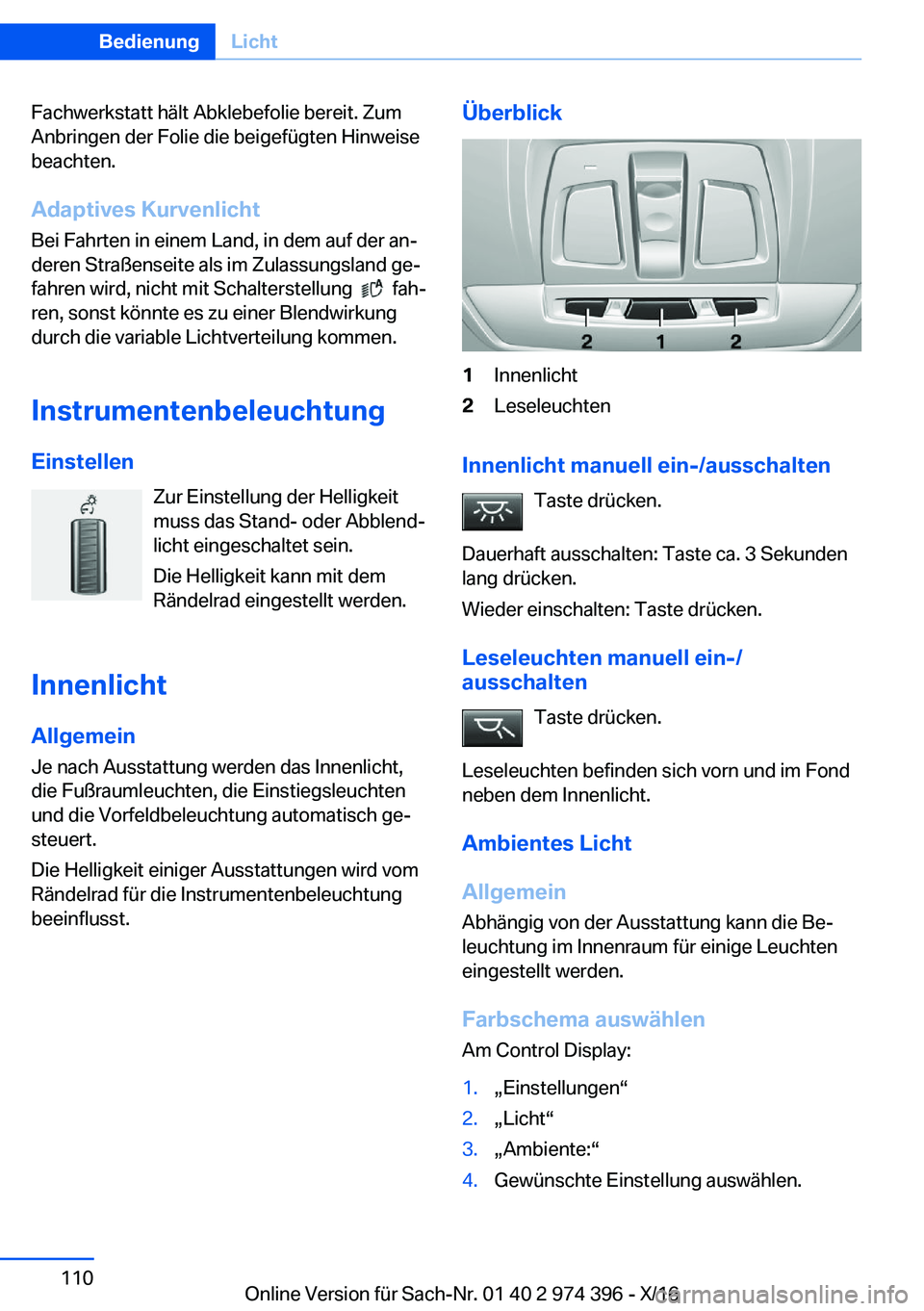BMW 4 SERIES GRAN COUPE 2017  Betriebsanleitungen (in German) �F�a�c�h�w�e�r�k�s�t�a�t�t� �h�