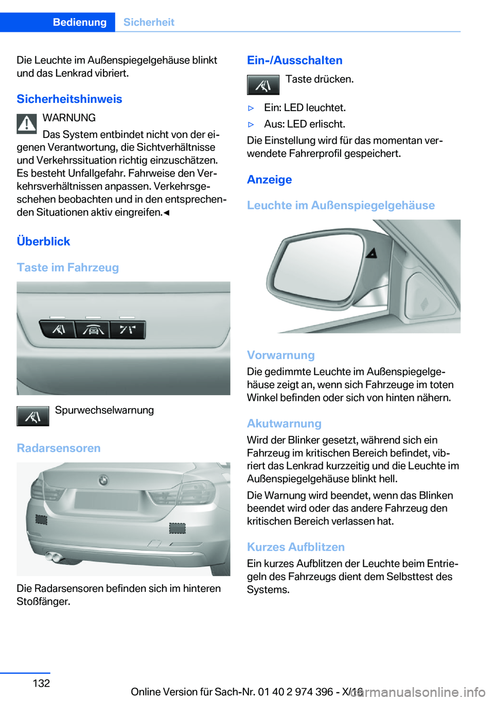 BMW 4 SERIES GRAN COUPE 2017  Betriebsanleitungen (in German) �D�i�e� �L�e�u�c�h�t�e� �i�m� �A�u�