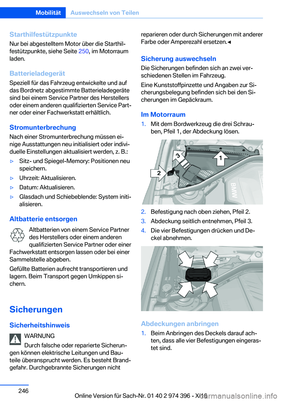 BMW 4 SERIES GRAN COUPE 2017  Betriebsanleitungen (in German) �S�t�a�r�t�h�i�l�f�e�s�t�