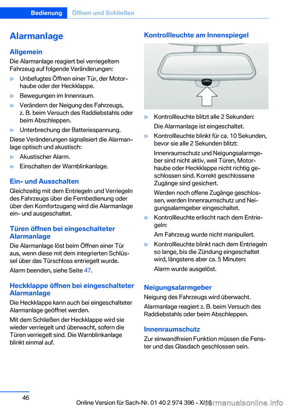 BMW 4 SERIES GRAN COUPE 2017  Betriebsanleitungen (in German) �A�l�a�r�m�a�n�l�a�g�e�A�l�l�g�e�m�e�i�n �D�i�e� �A�l�a�r�m�a�n�l�a�g�e� �r�e�a�g�i�e�r�t� �b�e�i� �v�e�r�r�i�e�g�e�l�t�e�m
�F�a�h�r�z�e�u�g� �a�u�f� �f�o�l�g�e�n�d�e� �V�e�r�
