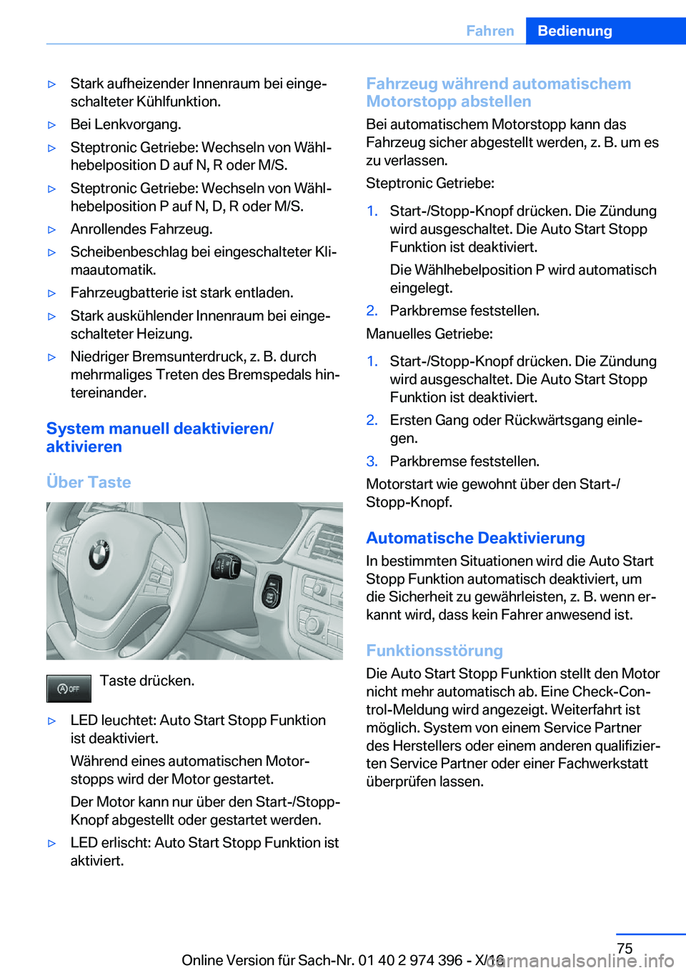 BMW 4 SERIES GRAN COUPE 2017  Betriebsanleitungen (in German) y�S�t�a�r�k� �a�u�f�h�e�i�z�e�n�d�e�r� �I�n�n�e�n�r�a�u�m� �b�e�i� �e�i�n�g�ej�s�c�h�a�l�t�e�t�e�r� �K�
