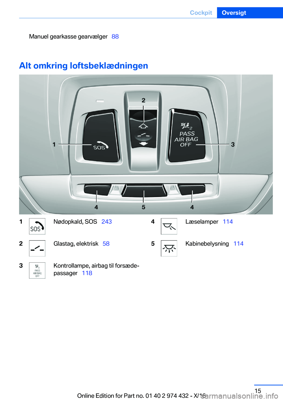 BMW 4 SERIES GRAN COUPE 2017  InstruktionsbØger (in Danish) �M�a�n�u�e�l� �g�e�a�r�k�a�s�s�e� �g�e�a�r�v�æ�l�g�e�r\_�8�8
�A�l�t��o�m�k�r�i�n�g��l�o�f�t�s�b�e�k�l�æ�d�n�i�n�g�e�n
�1�N�