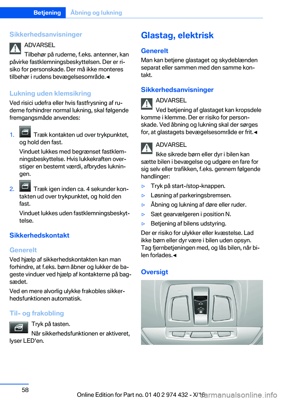 BMW 4 SERIES GRAN COUPE 2017  InstruktionsbØger (in Danish) �S�i�k�k�e�r�h�e�d�s�a�n�v�i�s�n�i�n�g�e�r�A�D�V�A�R�S�E�L
�T�i�l�b�e�h�