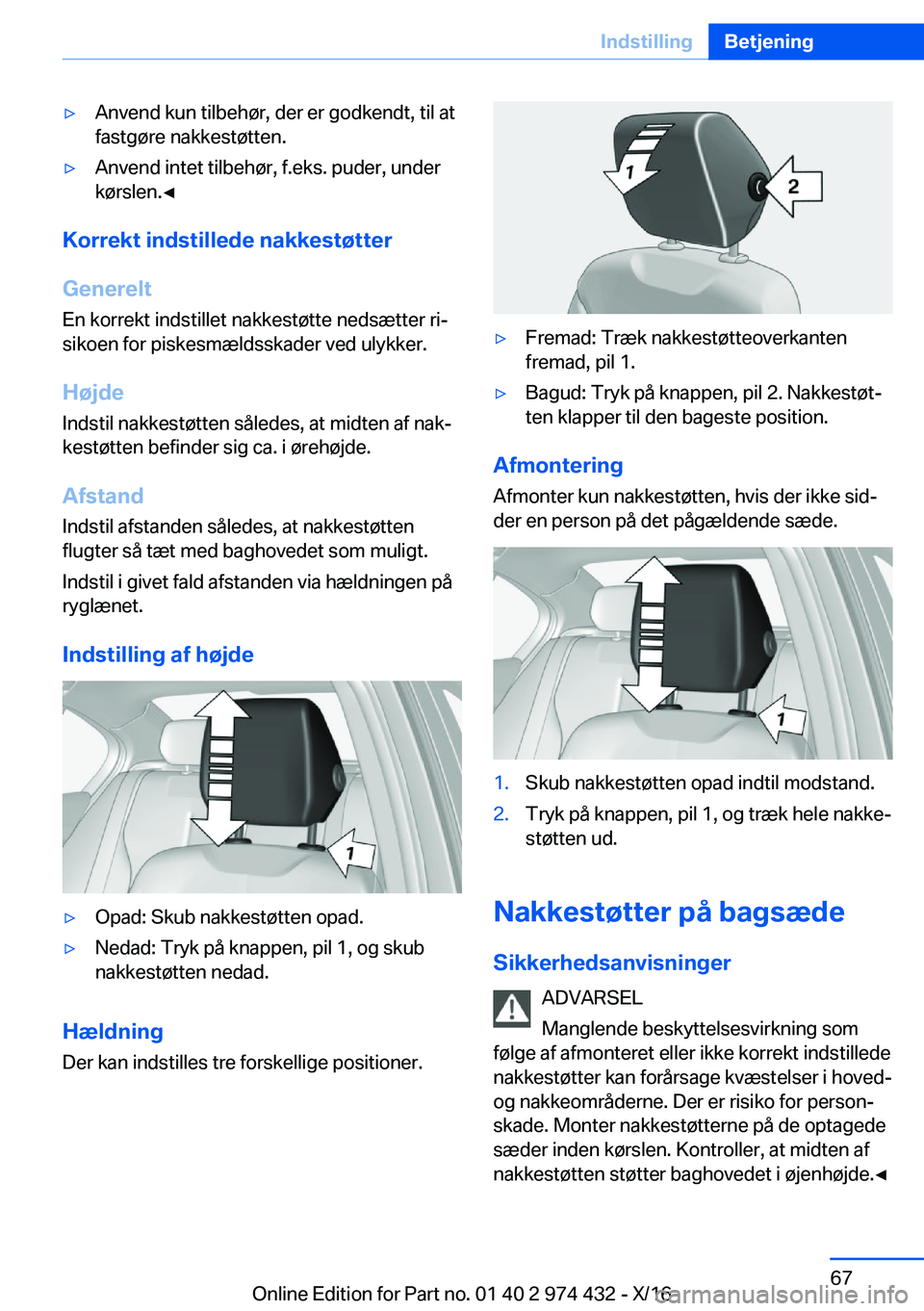 BMW 4 SERIES GRAN COUPE 2017  InstruktionsbØger (in Danish) 'y�A�n�v�e�n�d� �k�u�n� �t�i�l�b�e�h�