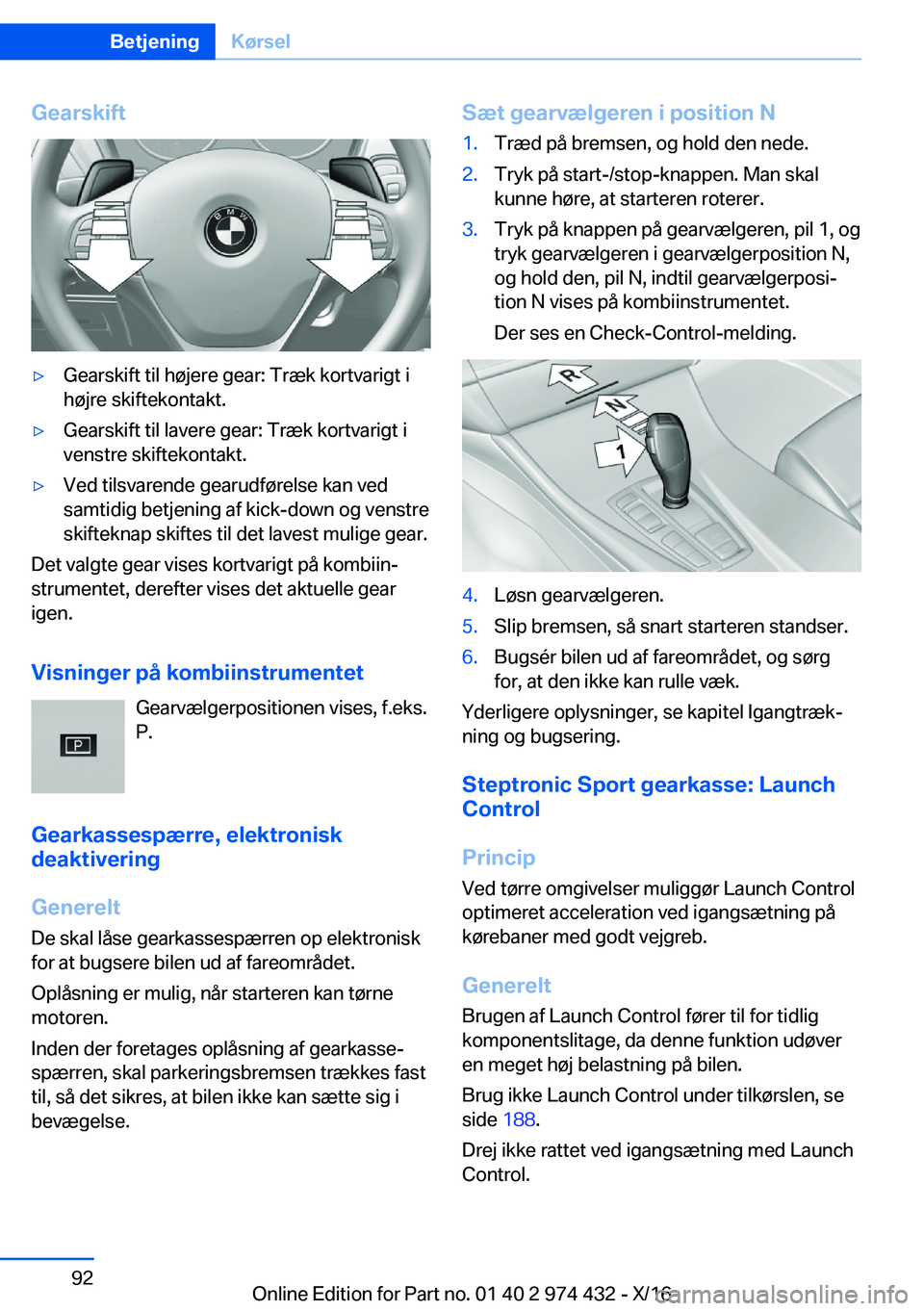 BMW 4 SERIES GRAN COUPE 2017  InstruktionsbØger (in Danish) �G�e�a�r�s�k�i�f�t'y�G�e�a�r�s�k�i�f�t� �t�i�l� �h�