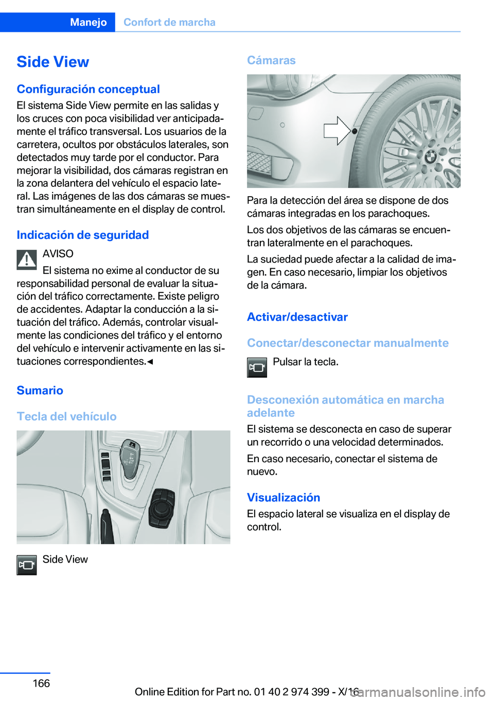 BMW 4 SERIES GRAN COUPE 2017  Manuales de Empleo (in Spanish) �S�i�d�e��V�i�e�w�C�o�n�f�i�g�u�r�a�c�i�