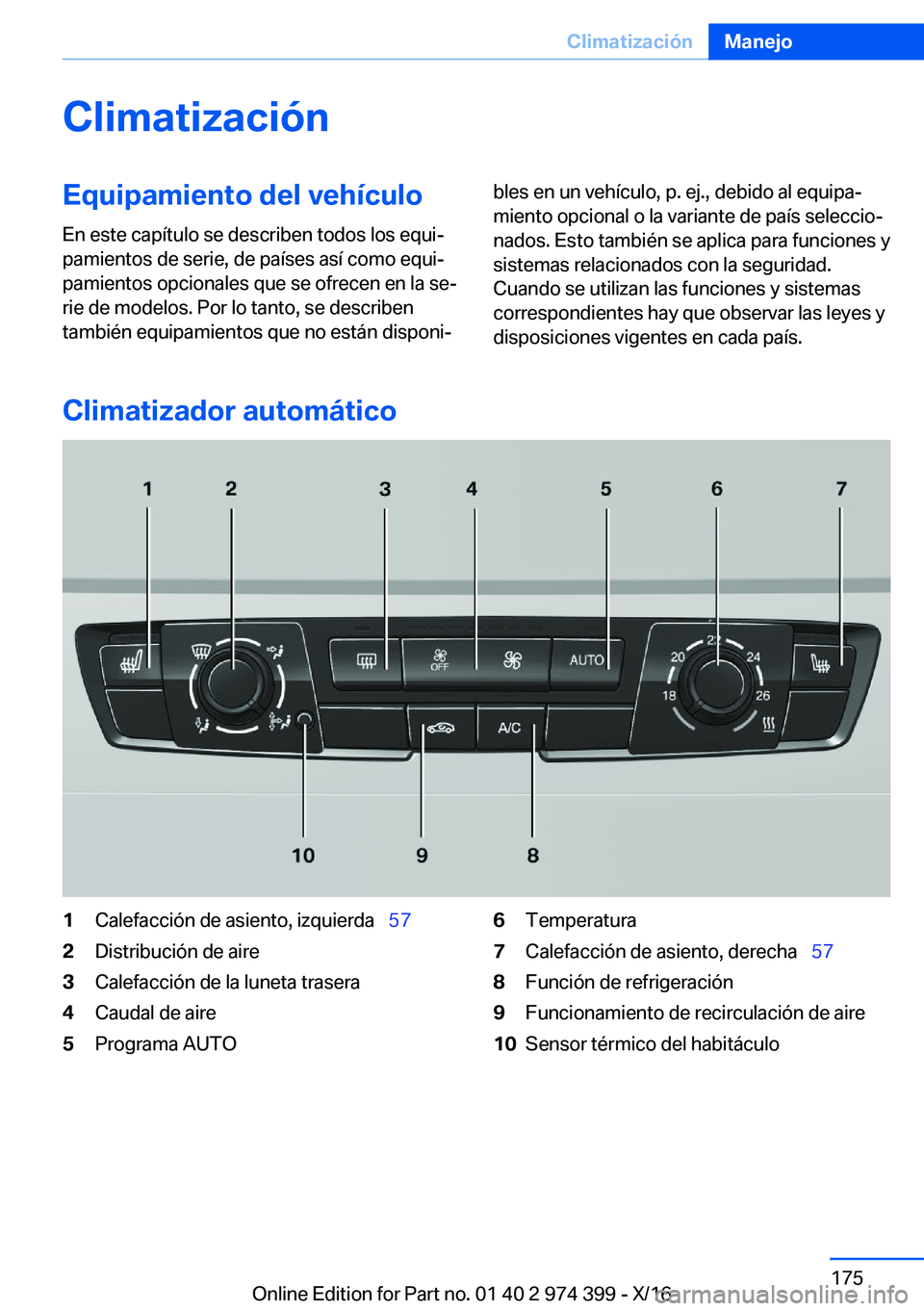 BMW 4 SERIES GRAN COUPE 2017  Manuales de Empleo (in Spanish) �C�l�i�m�a�t�i�z�a�c�i�