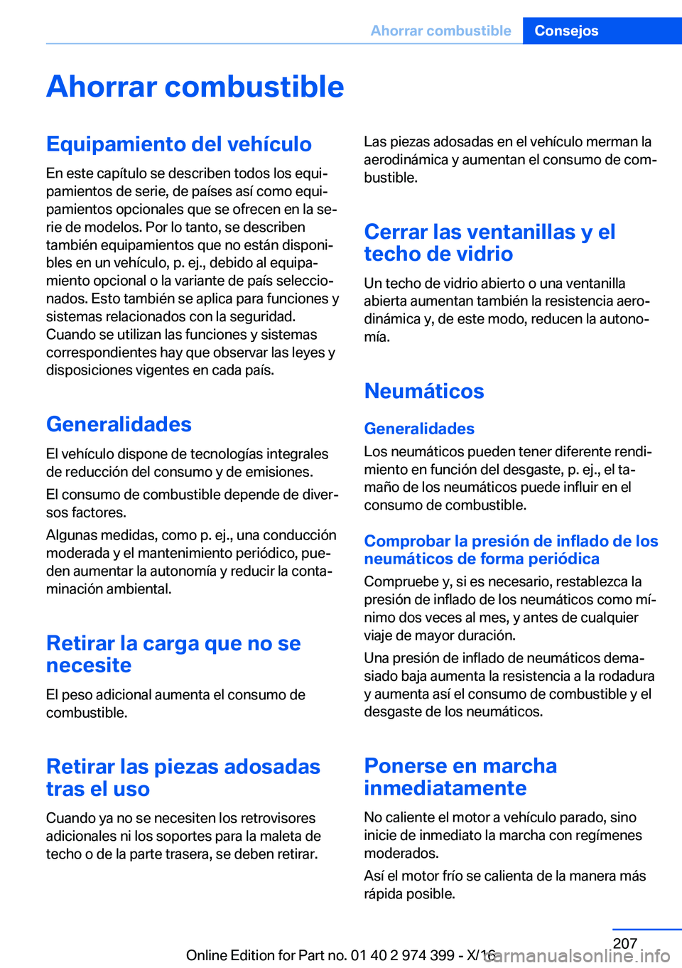 BMW 4 SERIES GRAN COUPE 2017  Manuales de Empleo (in Spanish) �A�h�o�r�r�a�r��c�o�m�b�u�s�t�i�b�l�e�E�q�u�i�p�a�m�i�e�n�t�o��d�e�l��v�e�h�