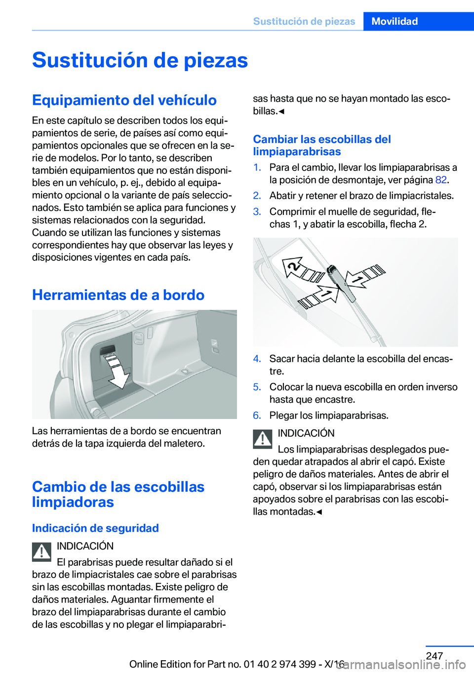 BMW 4 SERIES GRAN COUPE 2017  Manuales de Empleo (in Spanish) �S�u�s�t�i�t�u�c�i�
