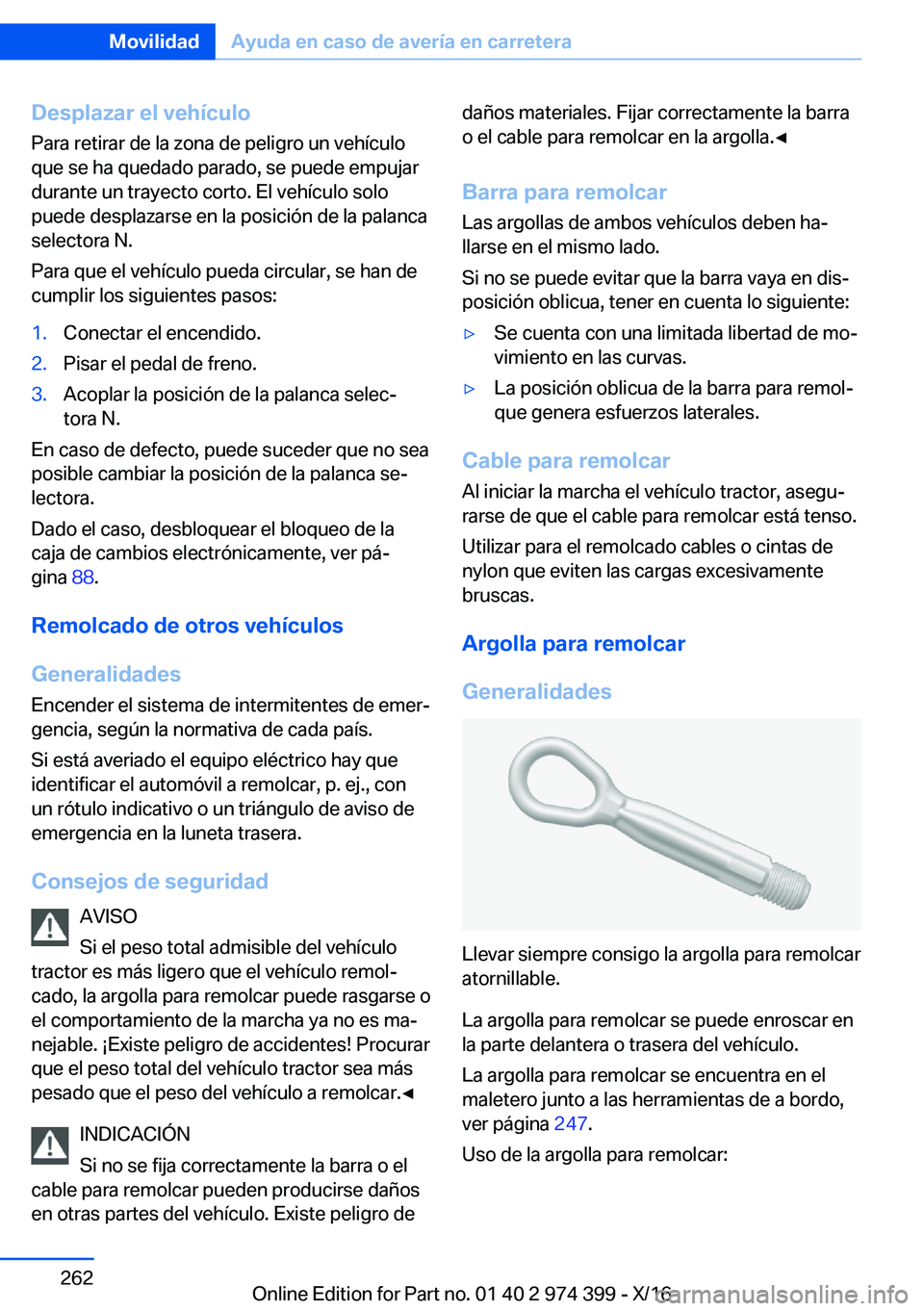 BMW 4 SERIES GRAN COUPE 2017  Manuales de Empleo (in Spanish) �D�e�s�p�l�a�z�a�r��e�l��v�e�h�